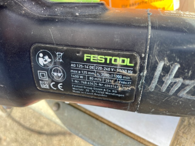 951867-5 Concrete grinder - Festool AG 125-14 DE, with box