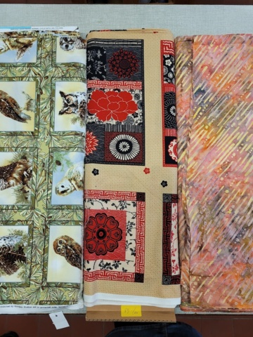 952632-7 Various fabrics, patterned cotton fabric, Swedish flag fabric