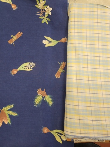 952632-10 Various fabrics, patterned cotton fabric, Swedish flag fabric