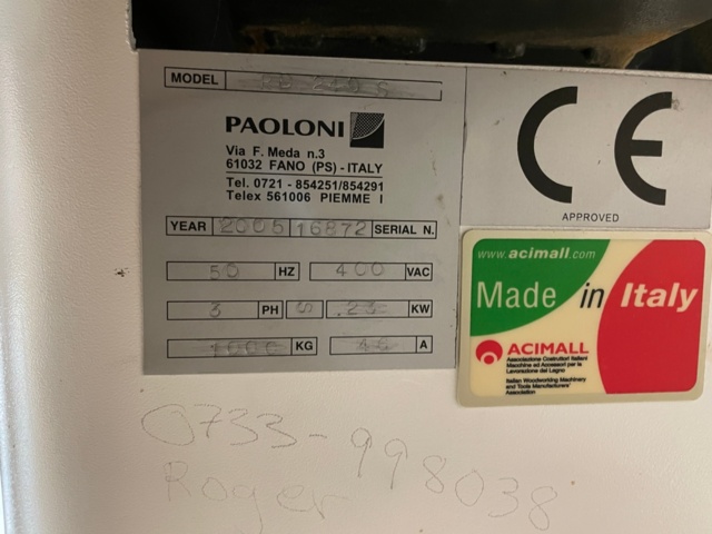 953586-22 Planer Paoloni RD240S 4-Spindles