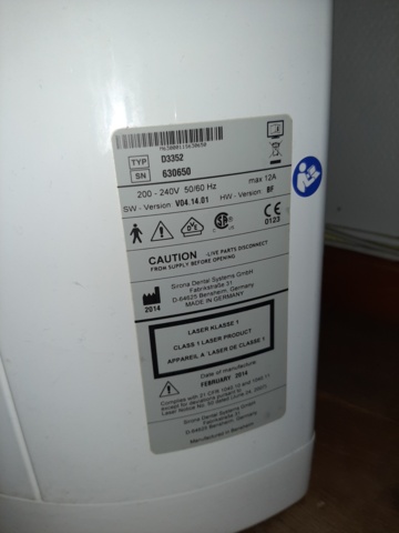 920635-12 Panoramic X-ray (3D), Sirona XIOS Orthophos XG D3352