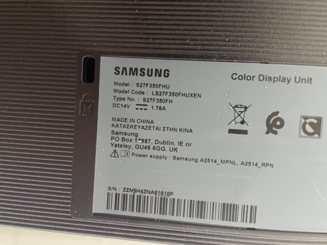 917512-9 Computer monitor 27" Samsung S27F350FHU