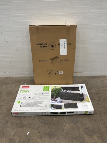 956986-1 Cushion box Keter Comfy 270L & Folding Table In Kalmar, Natural/Wood, 70X70