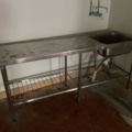887332-1 Stainless bench with hob and mixer