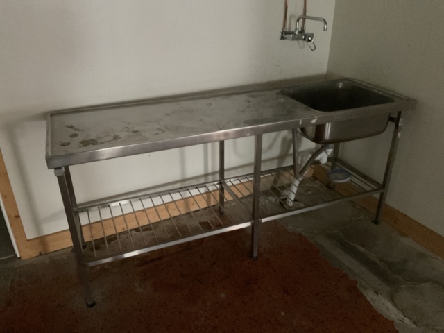 887332-1 Stainless bench with hob and mixer