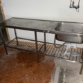 887332-2 Stainless bench with hob and mixer