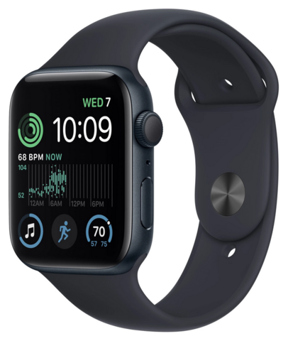 959678-1 Apple Watch SE GPS 44mm Midnight Aluminum Case with Midnight Sport Band - Regular