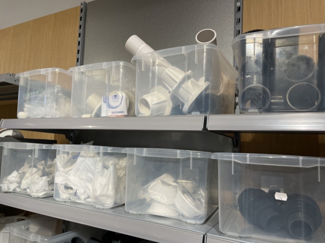 946701-27 17 sections of shelves with pool items