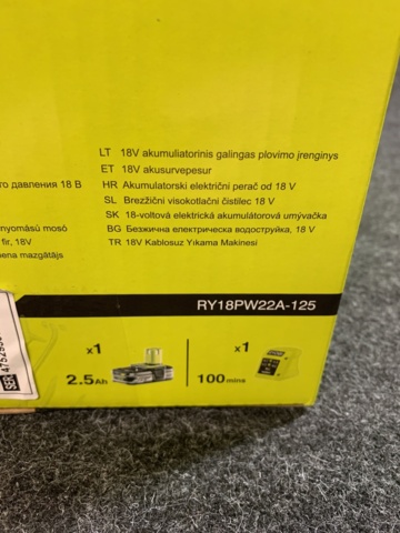 963722-4 Intermediate pressure washer Ryobi RY18PWX41A-125 ONE+HP 18V