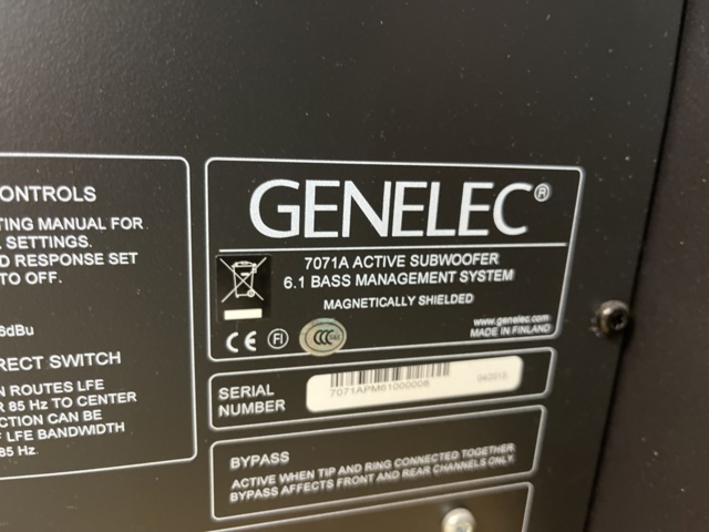920763-10 Active Subwoofer, GENELEC 7071A