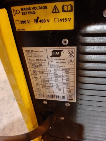 964183-8 Migsvets ESAB Warrior 500i CC/CV with feeder unit Warrior Feed 304w