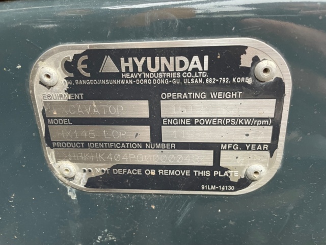 768661-75 Bandgrävare Hyundai HX145 LCR med Rototilt/grip