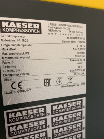 940743-11 Screw compressor Kaeser Aircenter SM13 -2021
