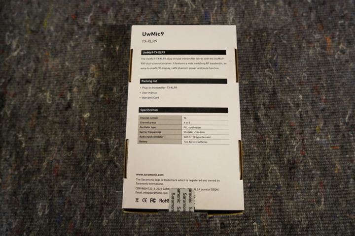 953987-5 Sound kit SARAMONIC UHF WIRELESS PLUG ON TX-XLR9 + AUDIO ADAPTER