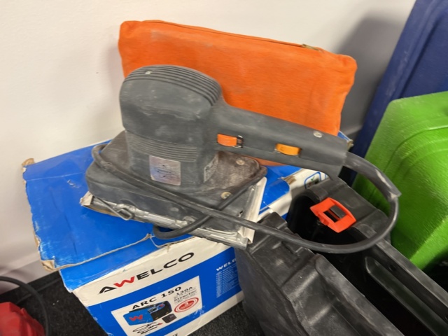 921398-8 Collection of power tools - Grinders, nail guns, welding etc