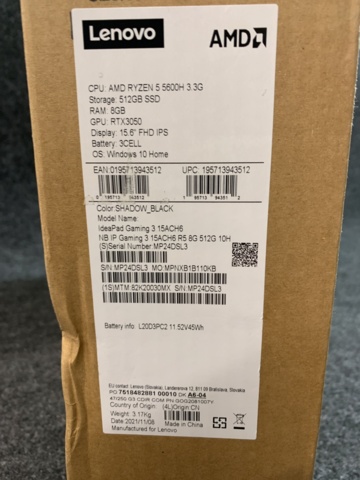 969910-3 15,6" gaminglaptop Lenovo Gaming 3 15ACH6 (82K20030MX)