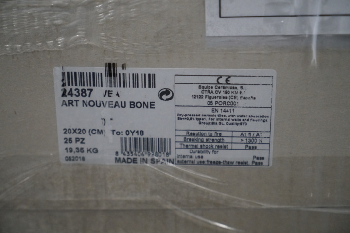 954087-3 60 boxes of tile art nouveau bone 20x20cm