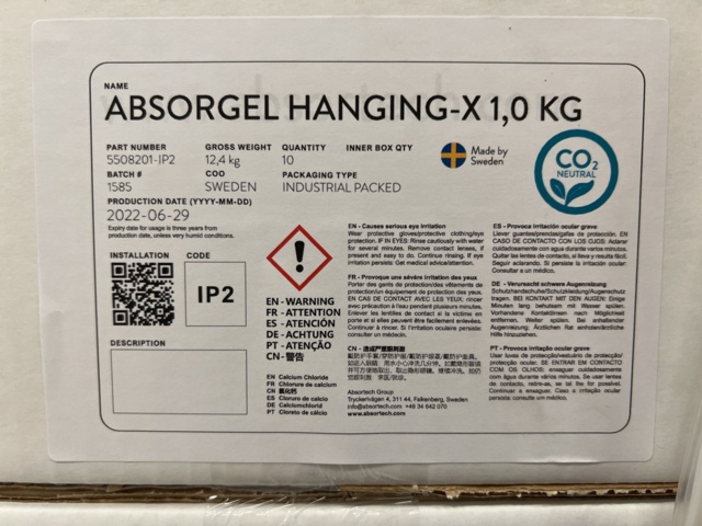 921798-6 Dehumidifier Absorgel Hanging-X, 1 kg, 32 boxes