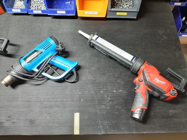 920875-7 Raised/retractable workbench with tool boards, lighting and contents x2