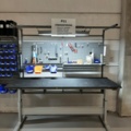 920875-15 Raised/retractable workbench with tool boards, lighting and contents x2