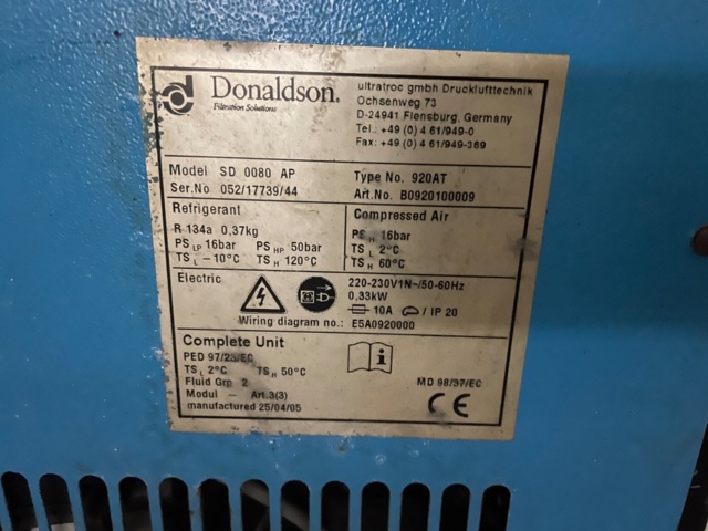 975608-4 Refrigerated dryer Donaldson SD0080 AP Ultratroc Germany