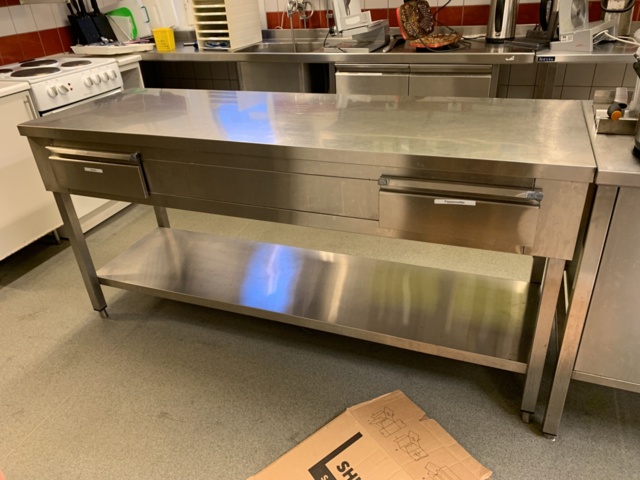 940816-2 Stainless steel workbench with two drawers