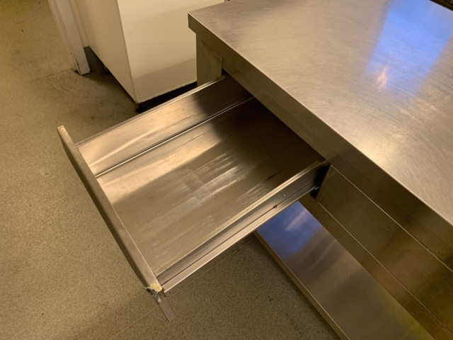 940816-3 Stainless steel workbench with two drawers