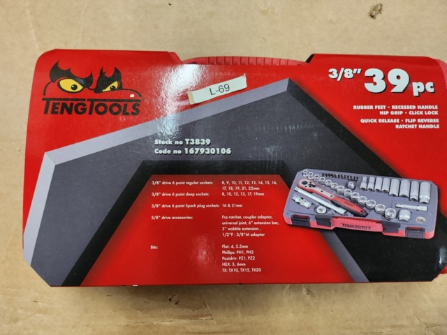 976854-3 Teng Tools Socket Wrench Set T3839 3/8 39 Pieces - Shipping Included (L-69)
