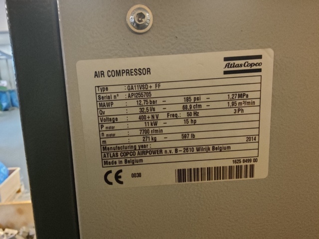 976264-7 Skruvkompressor Atlas Copco GA11VSD+FF