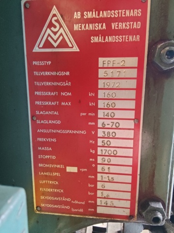 976266-10 Eccentric press SMV FPF-2