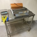 961445-1 Stainless bench with hand packer, scale, knife sharpener