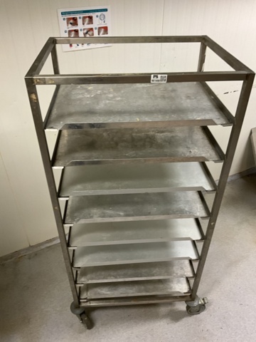 961448-5 Stainless steel trolley with loose metal plates