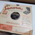 887947-17 Large stone cake / gramophone record collection