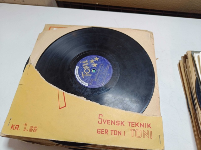 887947-26 Large stone cake / gramophone record collection