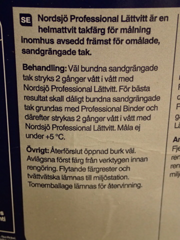 862172-5 Ceiling paint Light white Full matt 30 litres. North Sea