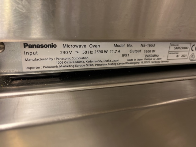 962598-6 Panasonic NE-1653 Microwave