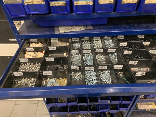 956084-3 2 assortment cabinets with assortment of screws, fuses, bolts, pins, etc