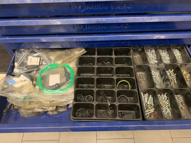 956084-7 2 assortment cabinets with assortment of screws, fuses, bolts, pins, etc