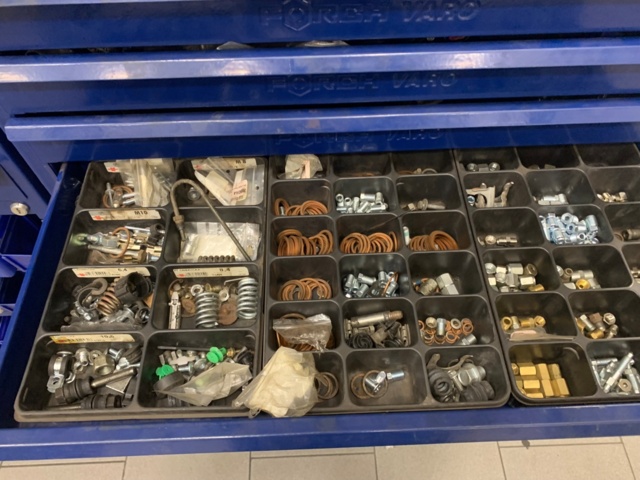 956084-13 2 assortment cabinets with assortment of screws, fuses, bolts, pins, etc
