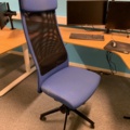 940846-2 Desk electrically raise/lower with double computer screens and office chair