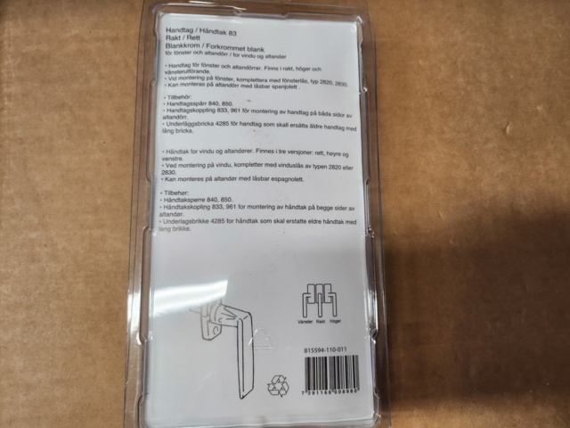 981987-2 18 Assa abloy handles for windows and doors, straight - Shipping included (L-)