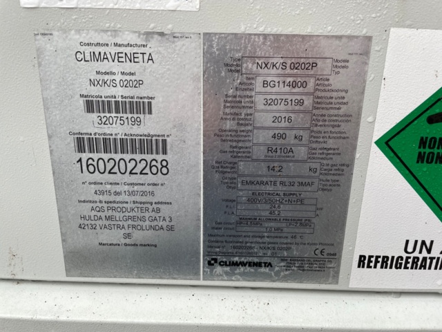 972711-6 Cooling unit/Ice water cooler Climaveneta NX/K/S 0202P -2016