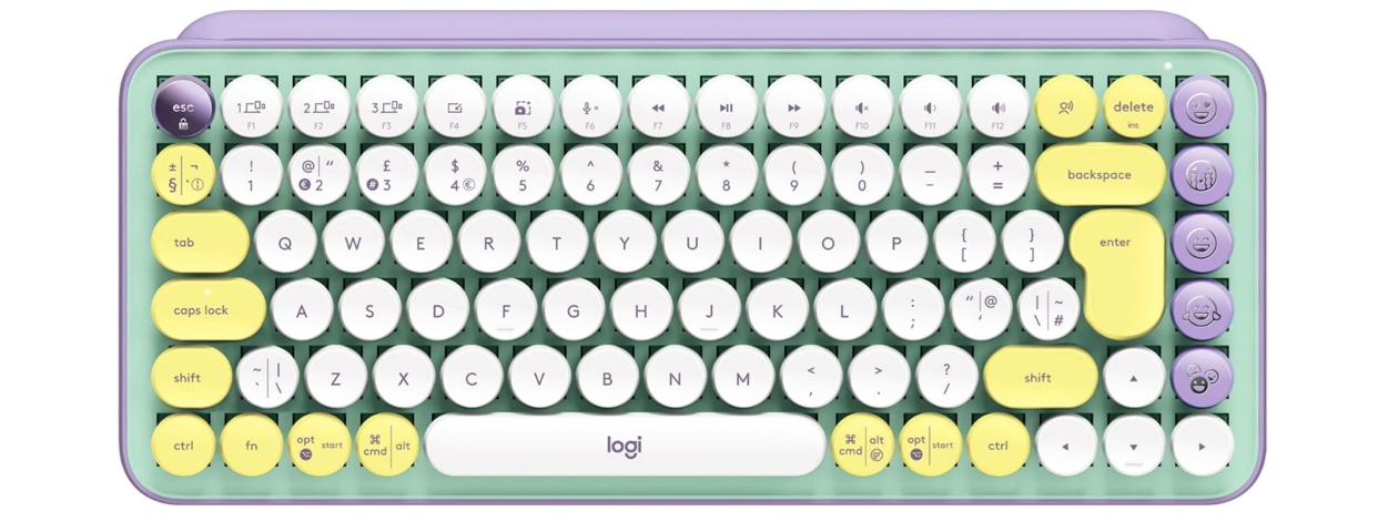 980265-2 Trådlöst tangentbord Logitech POP Keys Wireless Mechanical Keyboard With Emoji Keys - Daydream Mint