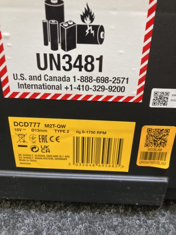 978812-4 Screwdriver Dewalt DCD777M2T-QW