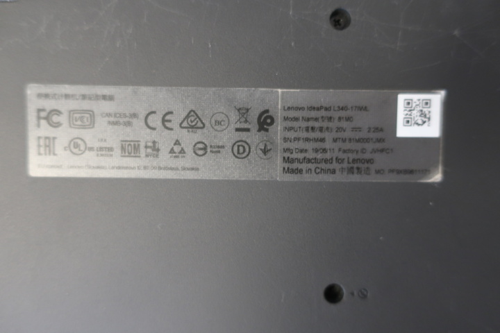 954348-13 Laptop, Lenovo IdeaPad L340 17"
