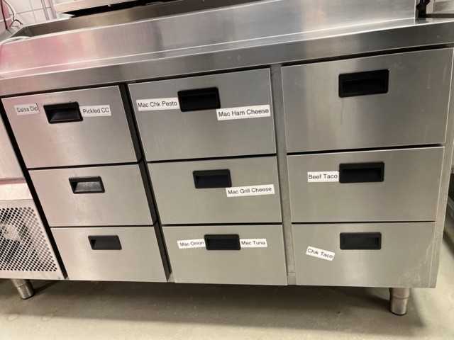 921496-5 Stainless steel cooling bench with cooling channel, drawers