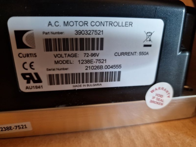 986454-9 Curtis 1238E-7521AC Motor Controller / Inverter 550 amp 72-96v