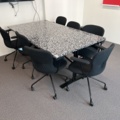 923153-1 Table, terrazzo and 7 chairs, Fogia