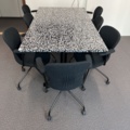 923153-2 Table, terrazzo and 7 chairs, Fogia