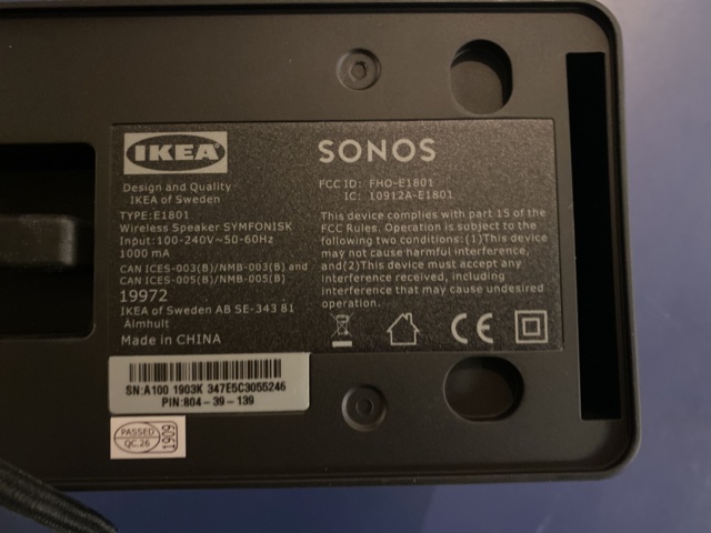 987257-5 Two Sonos speakers, Sonos 5 Play and Sonos IKEA
